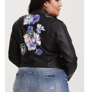 NWOT Torrid Floral  Faux Leather Moto Jacket Sz 0X